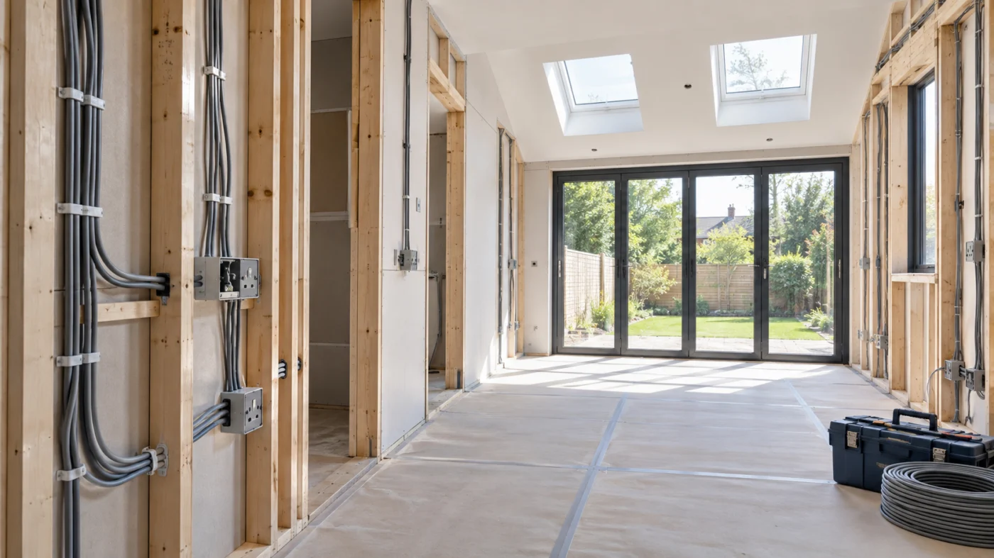 Electrical first fix in a new extension
