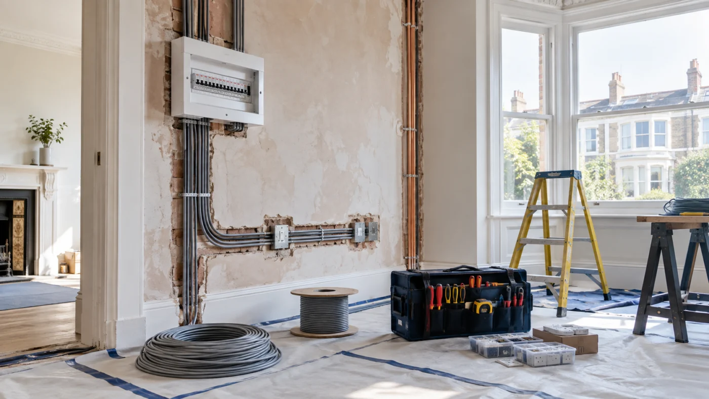 First-fix cabling during a full house rewire